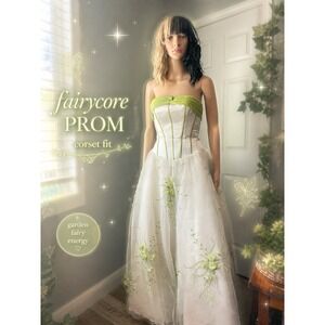 Posh Precious Green White Prom‎ Dress Strapless Corset Floral Gown